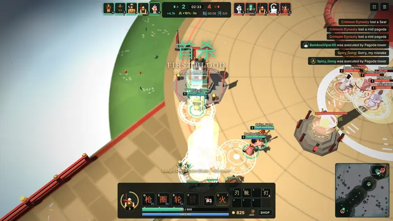 Heavenly Mandate gameplay: a battle on the central bridge