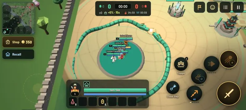 Heavenly Mandate on a phone with on-screen controls and HUD